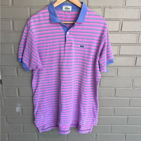 Lacoste Other - Vintage Lacoste Collection 80s Pink Teal Purple Shirt with Tennis Tails L